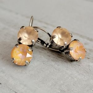 Austrian Crystal Earrings in Antique Silver